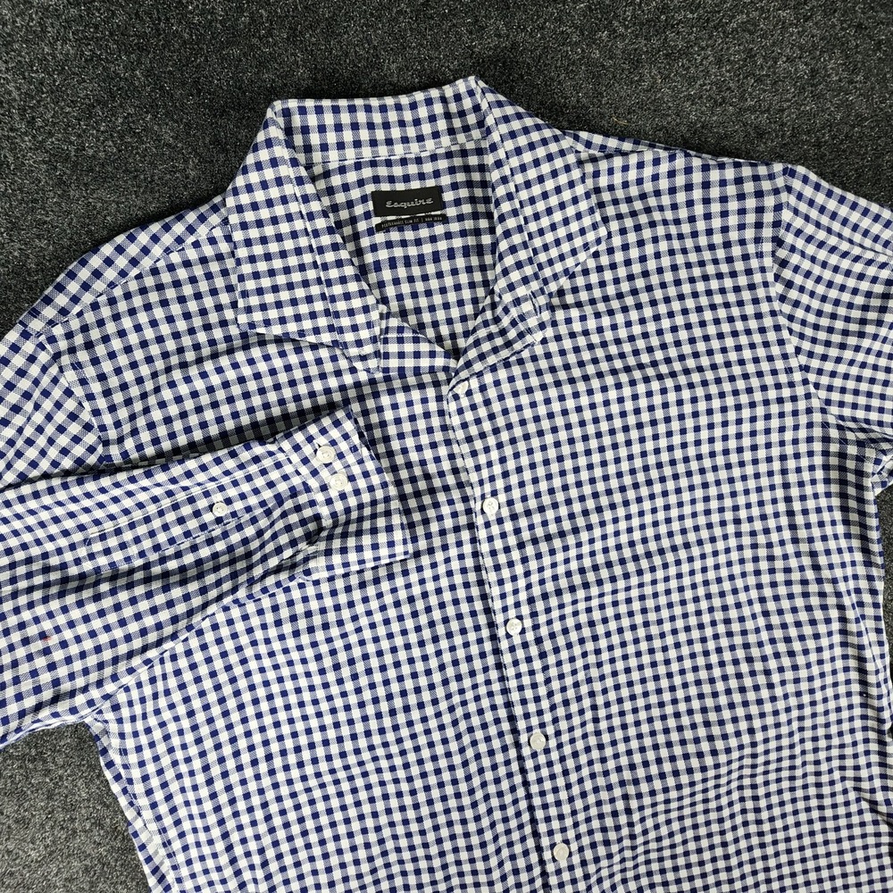 Esquire Performance Slim Fit Non-iron Long Sleeve‎ Gingham Check Shirt 17 34/35